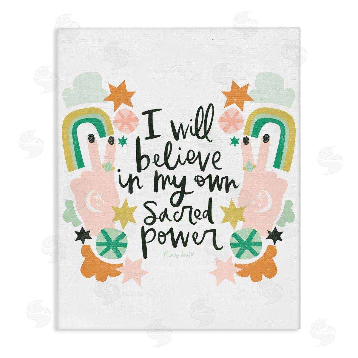 Empowering Sacred Power Sentiment Canvas Wall Art, Home Decor by Mandy Ford Art + Illustration