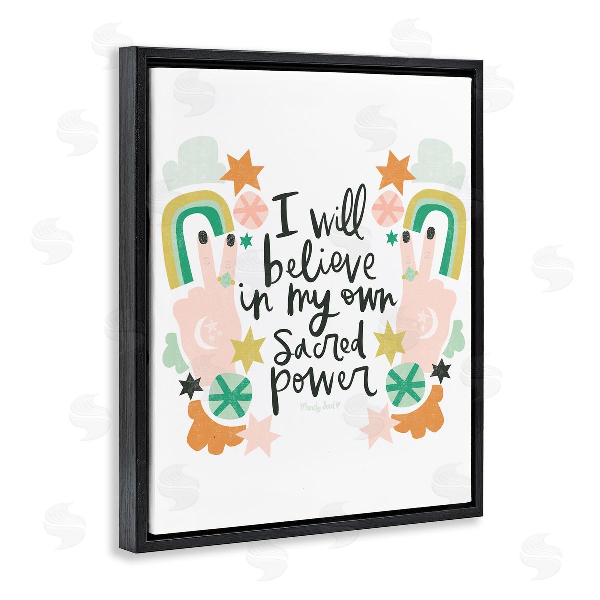 Empowering Sacred Power Sentiment Black Floating Frame Canvas Wall Art, Home Decor by Mandy Ford Art + Illustration