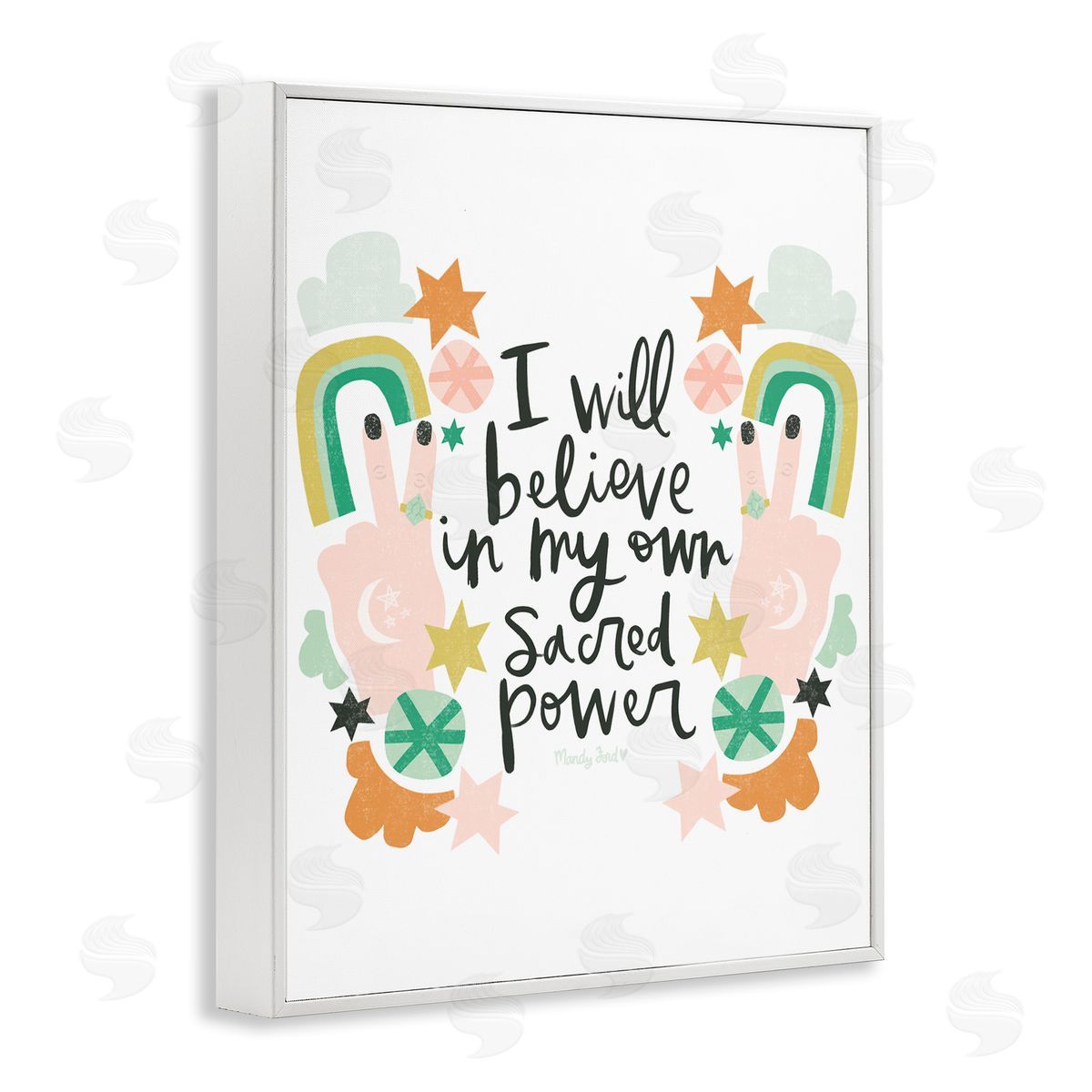 Empowering Sacred Power Sentiment White Frame Print Wall Art, Home Decor by Mandy Ford Art + Illustration