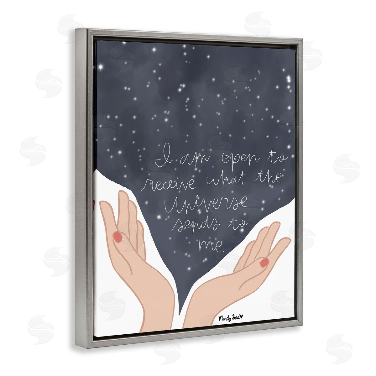 Receive What Universe Sends Grey Floating Frame Canvas Wall Art, Home Decor by Mandy Ford Art + Illustration