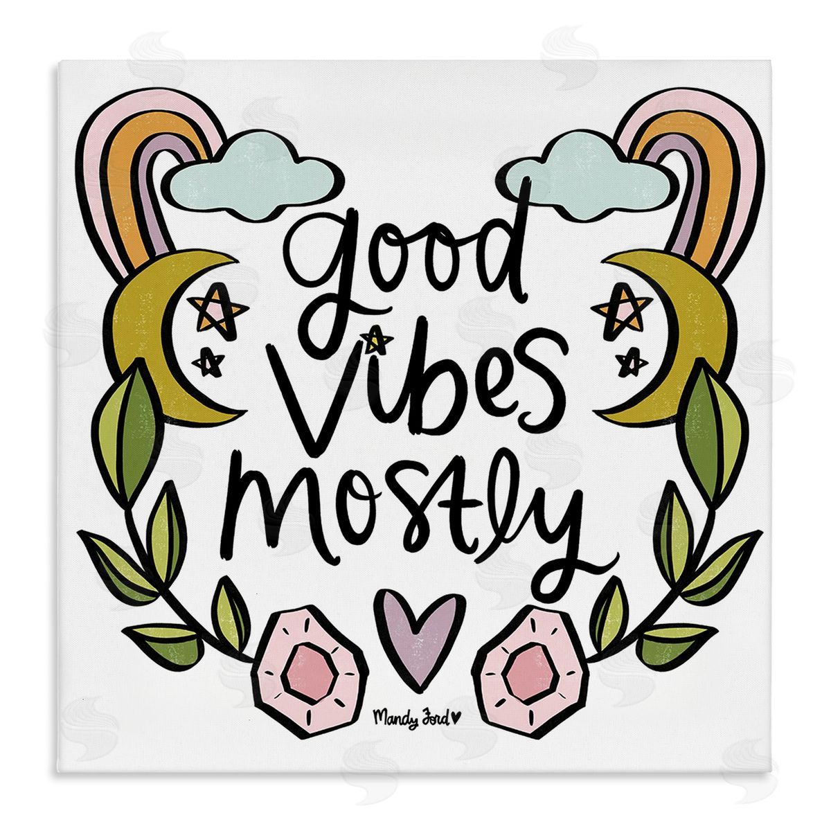 Good Vibes Mostly Canvas Wall Art, Home Decor by Mandy Ford Art + Illustration