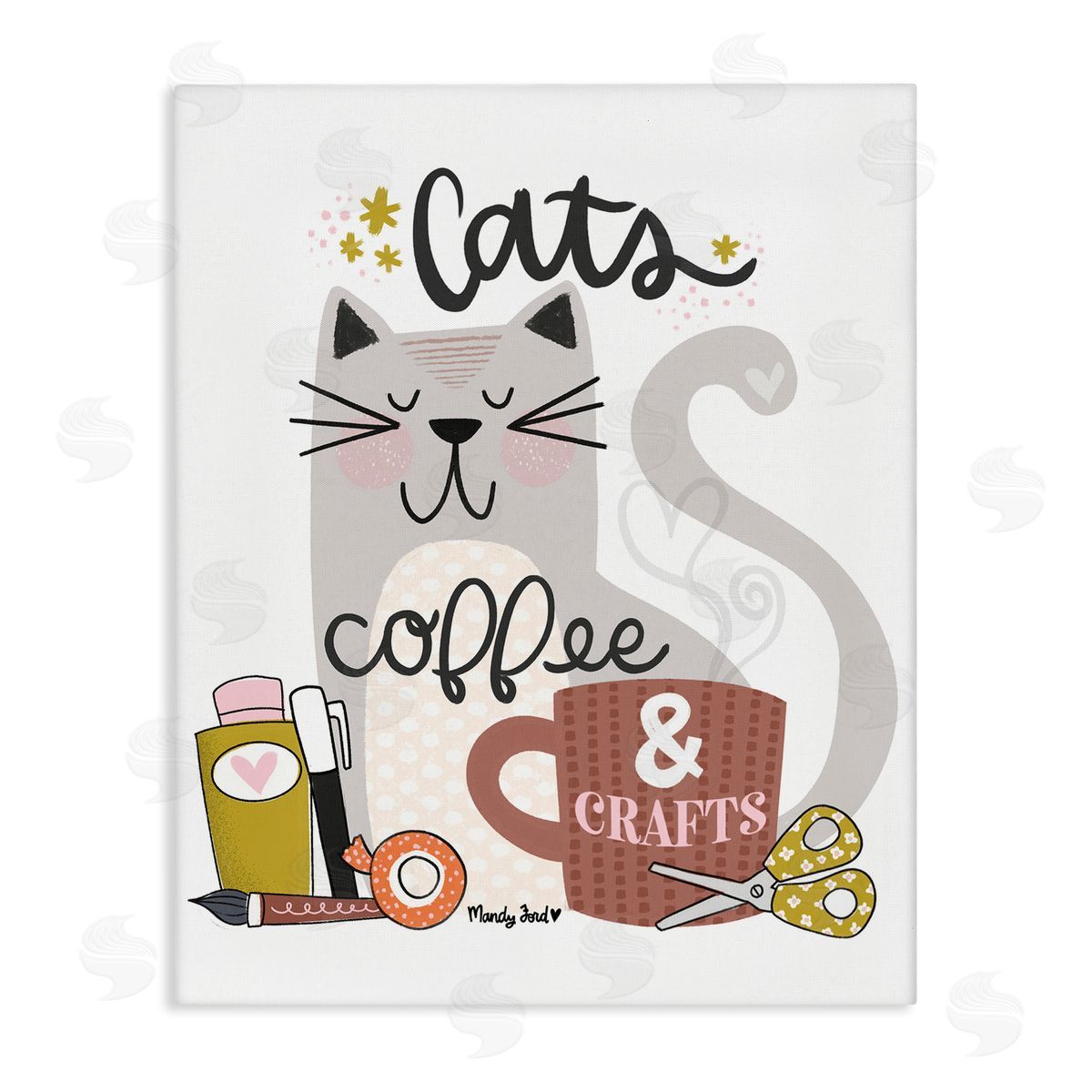 Cats Coffee & Crafts Canvas Wall Art, Home Decor by Mandy Ford Art + Illustration