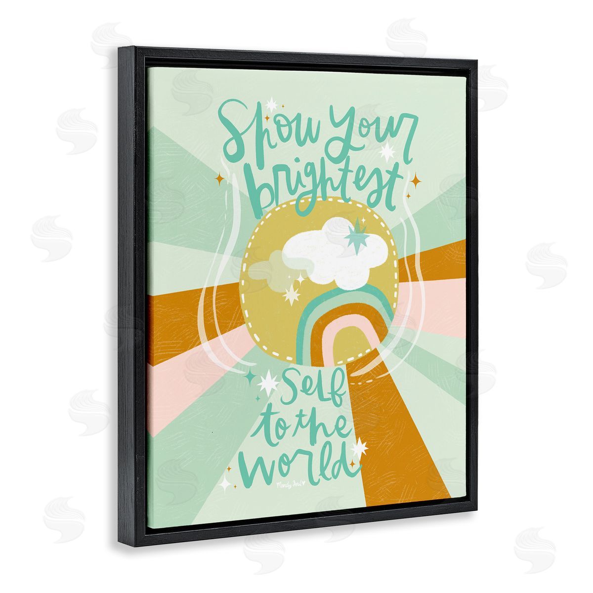 Show Your Brightest Self Black Floating Frame Canvas Wall Art, Home Decor by Mandy Ford Art + Illustration