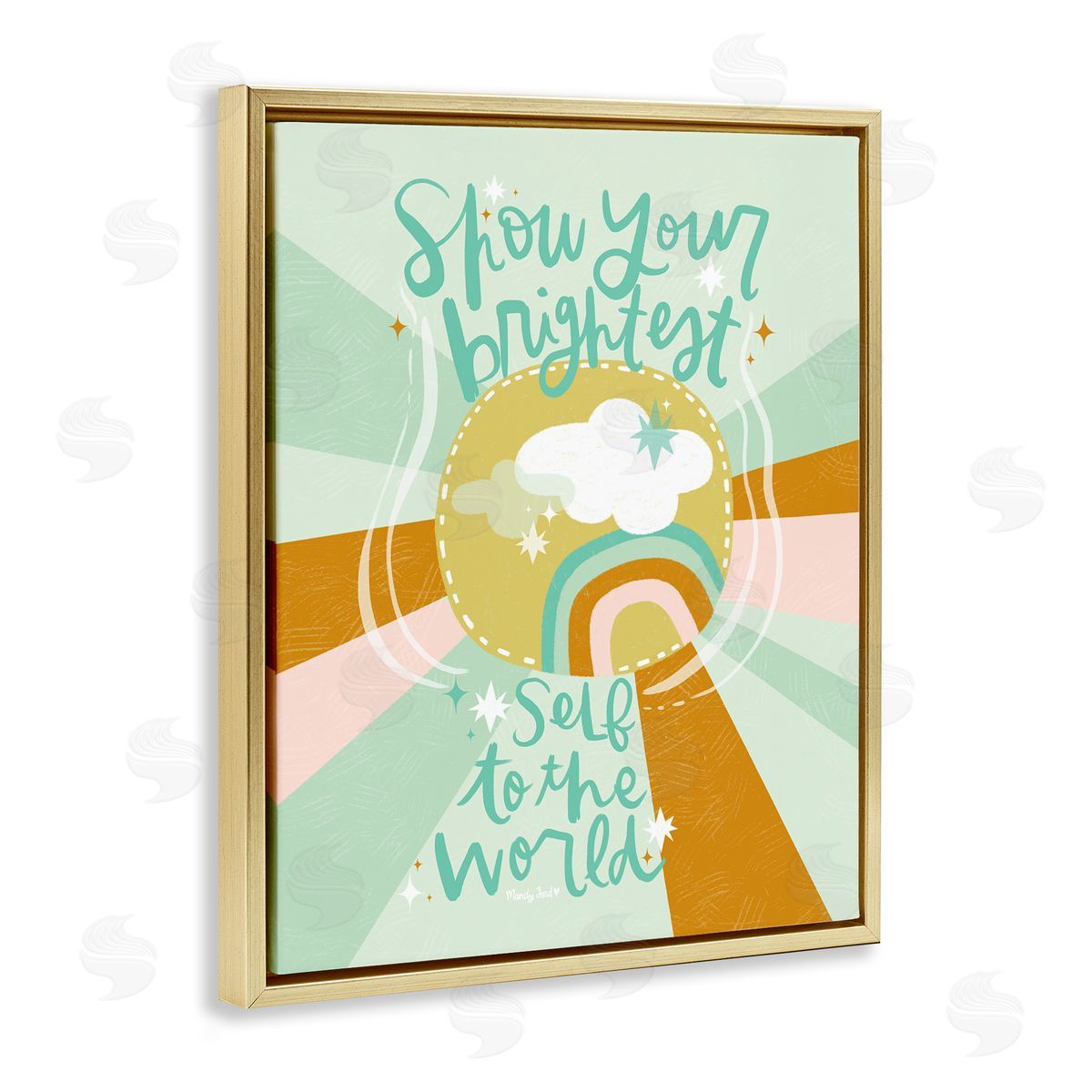 Show Your Brightest Self Gold Floating Frame Canvas Wall Art, Home Decor by Mandy Ford Art + Illustration