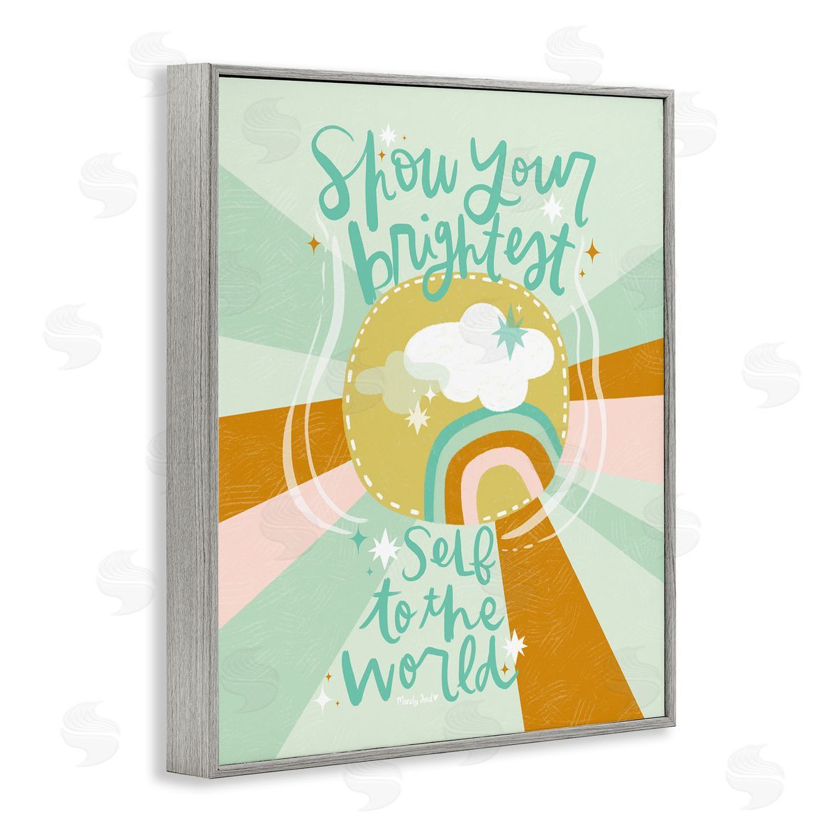Show Your Brightest Self Grey Frame Print Wall Art, Home Decor by Mandy Ford Art + Illustration