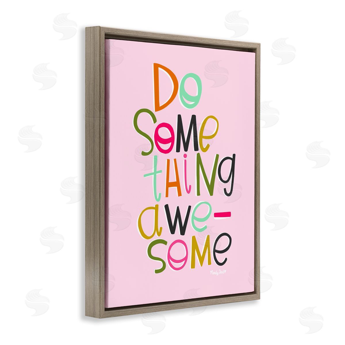 Do Something Awesome on Pink Brown Floating Frame Canvas Wall Art, Home Decor by Mandy Ford Art + Illustration