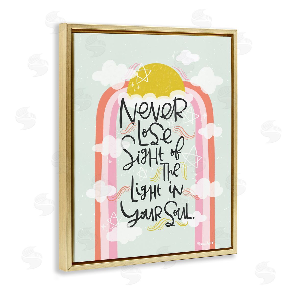 Light In Your Soul Gold Floating Frame Canvas Wall Art, Home Decor by Mandy Ford Art + Illustration