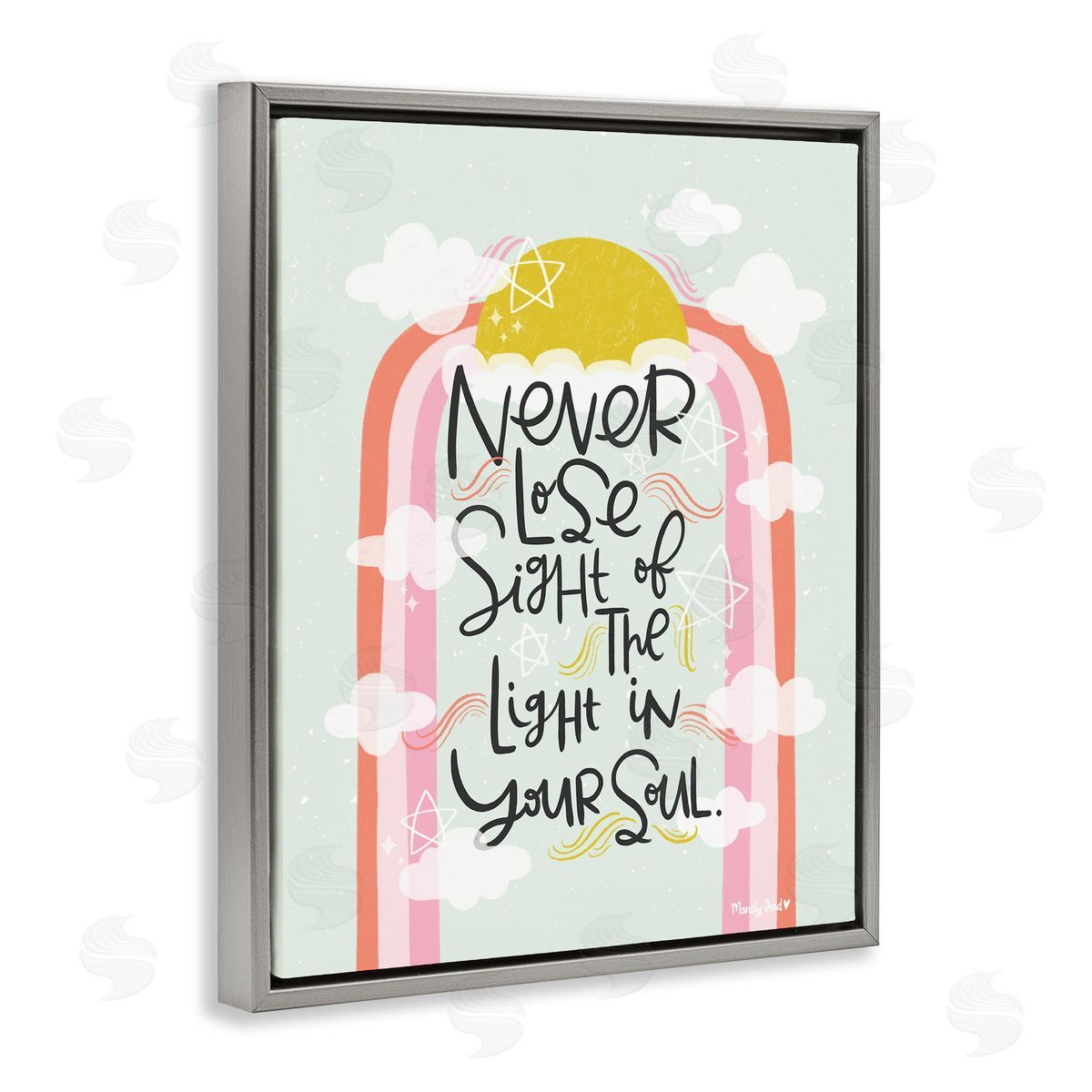 Light In Your Soul Grey Floating Frame Canvas Wall Art, Home Decor by Mandy Ford Art + Illustration