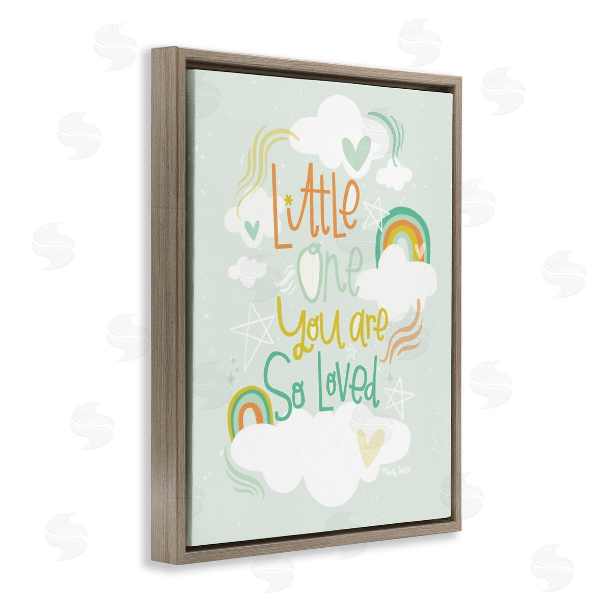 Little One You Are Loved Brown Floating Frame Canvas Wall Art, Home Decor by Mandy Ford Art + Illustration