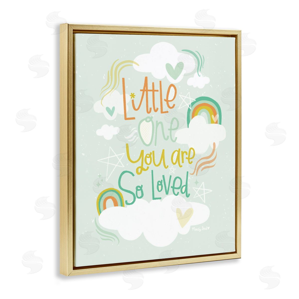 Little One You Are Loved Gold Floating Frame Canvas Wall Art, Home Decor by Mandy Ford Art + Illustration