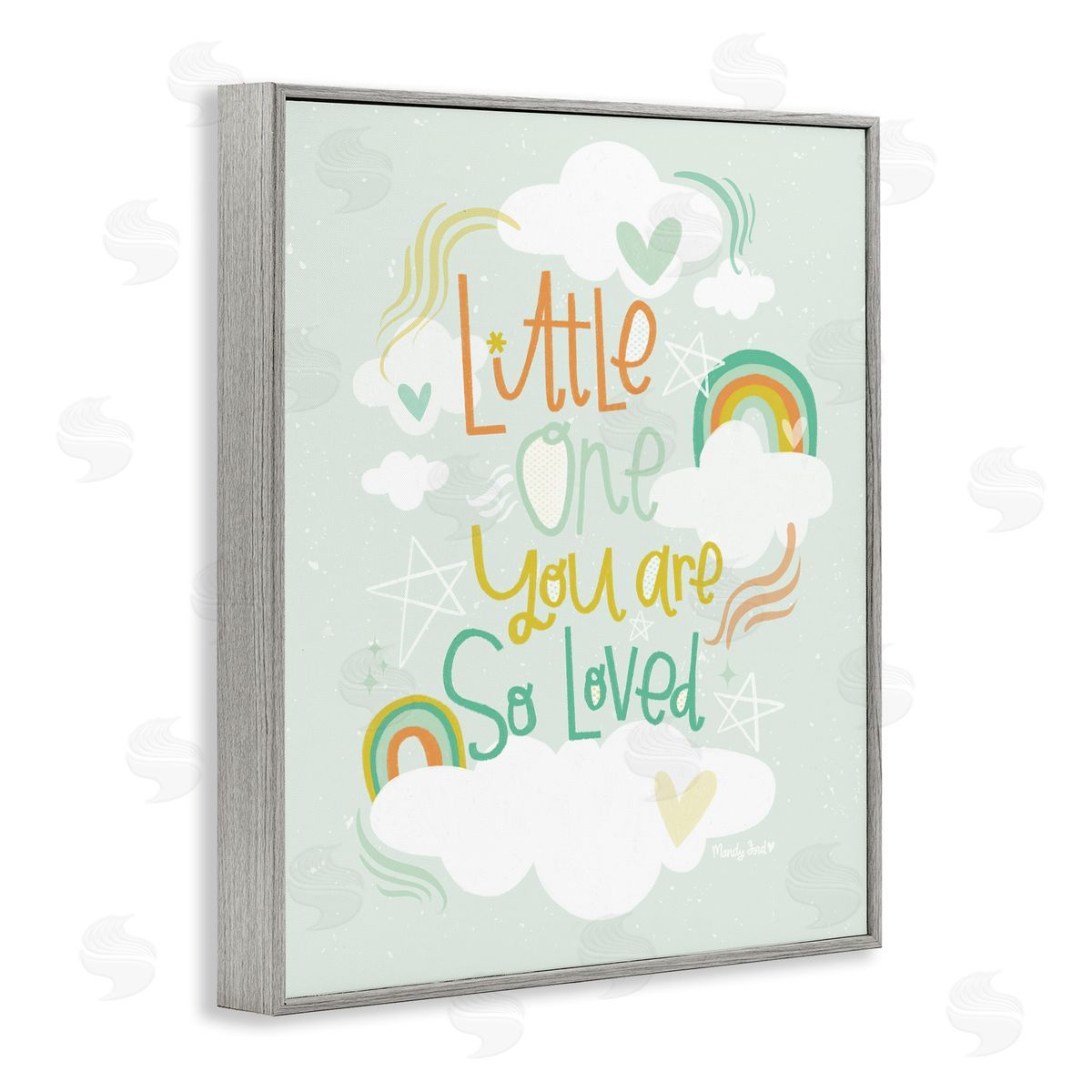 Little One You Are Loved Grey Frame Print Wall Art, Home Decor by Mandy Ford Art + Illustration