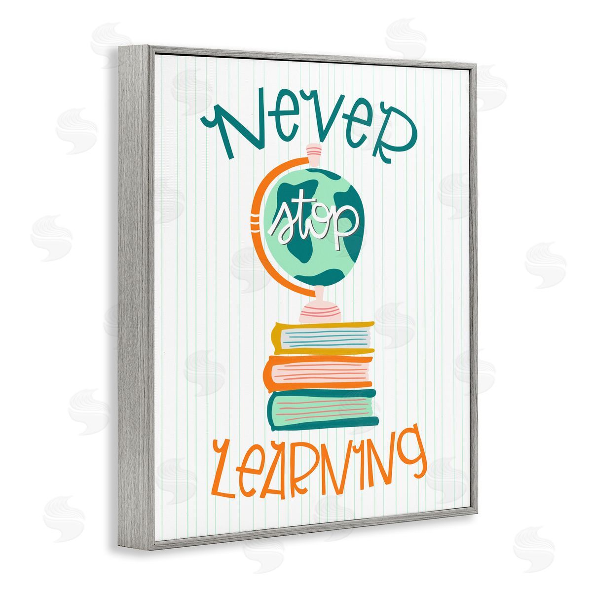 Never Stop Learning Grey Frame Print Wall Art, Home Decor by Mandy Ford Art + Illustration