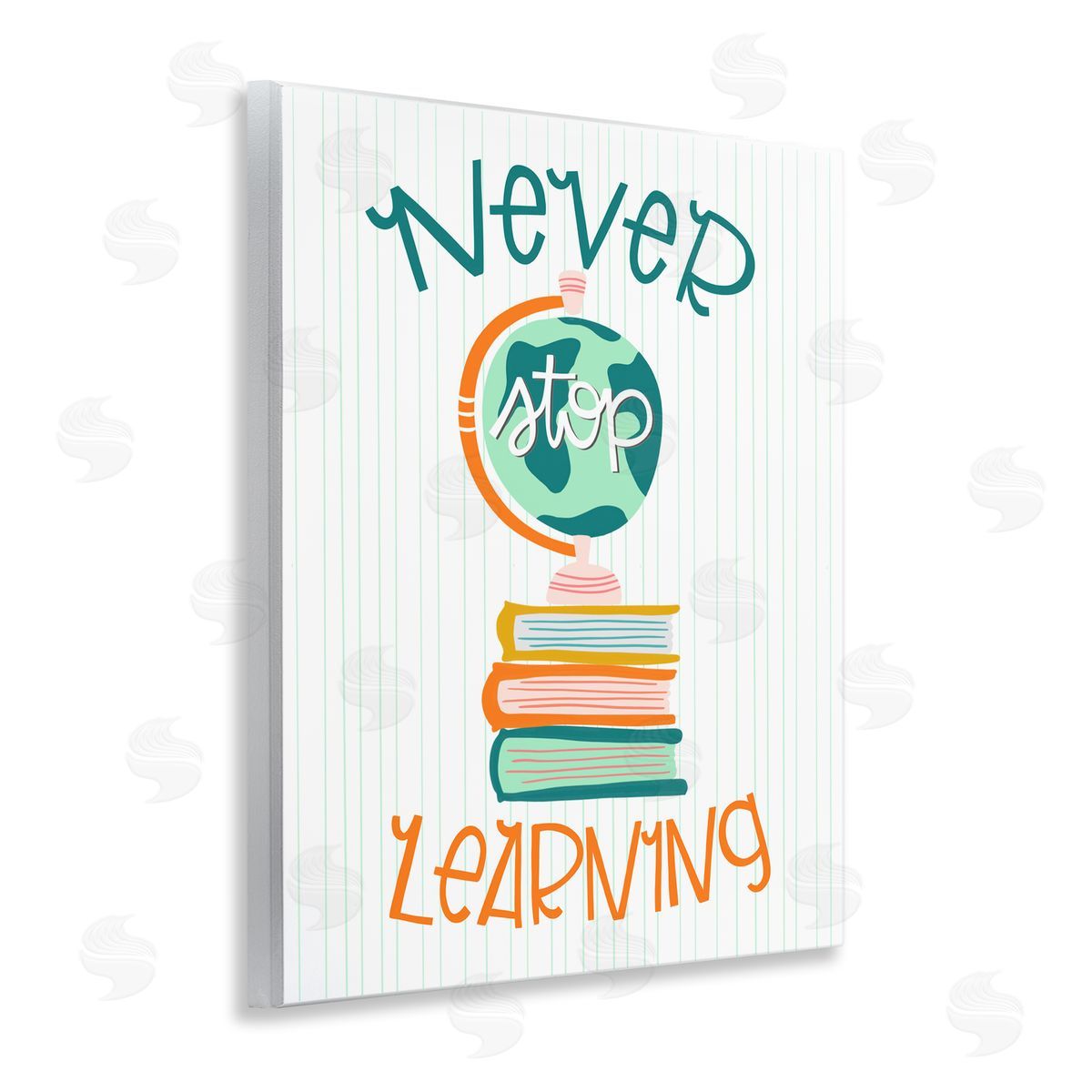 Never Stop Learning Wood Plaque Wall Art, Home Decor by Mandy Ford Art + Illustration