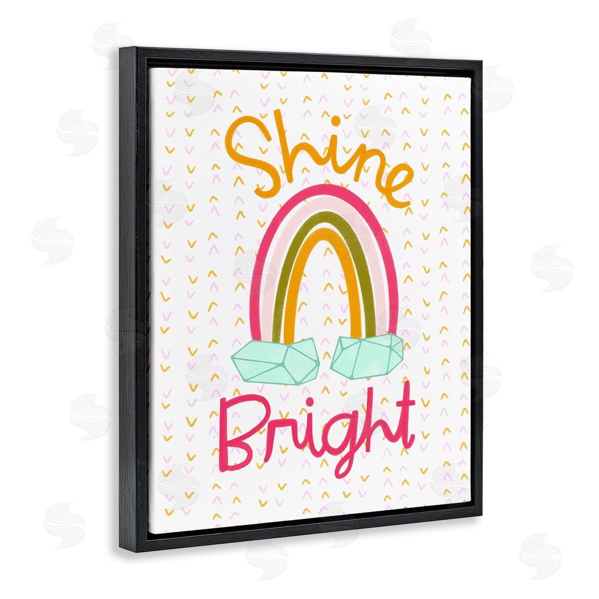 Shine Bright Geometric Rainbow Black Floating Frame Canvas Wall Art, Home Decor by Mandy Ford Art + Illustration