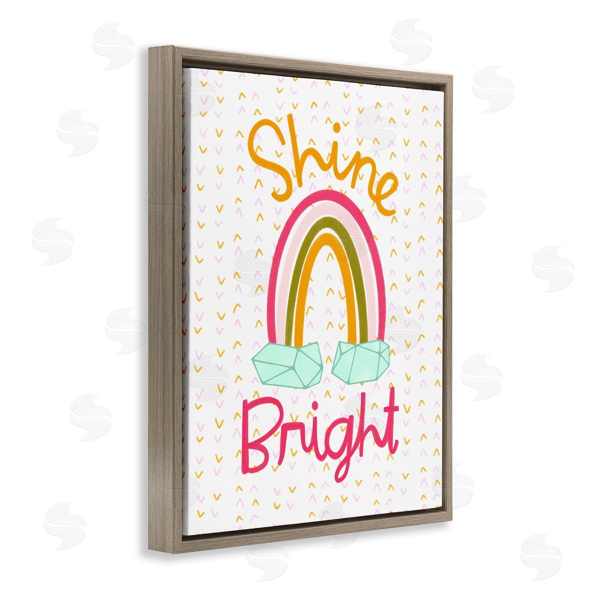 Shine Bright Geometric Rainbow Brown Floating Frame Canvas Wall Art, Home Decor by Mandy Ford Art + Illustration