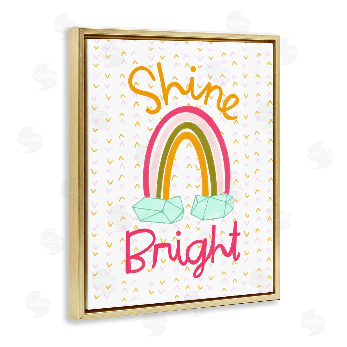 Shine Bright Geometric Rainbow Gold Floating Frame Canvas Wall Art, Home Decor by Mandy Ford Art + Illustration