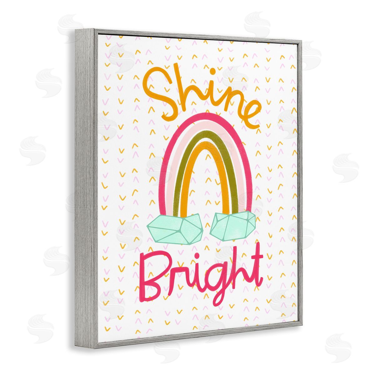 Shine Bright Geometric Rainbow Grey Frame Print Wall Art, Home Decor by Mandy Ford Art + Illustration