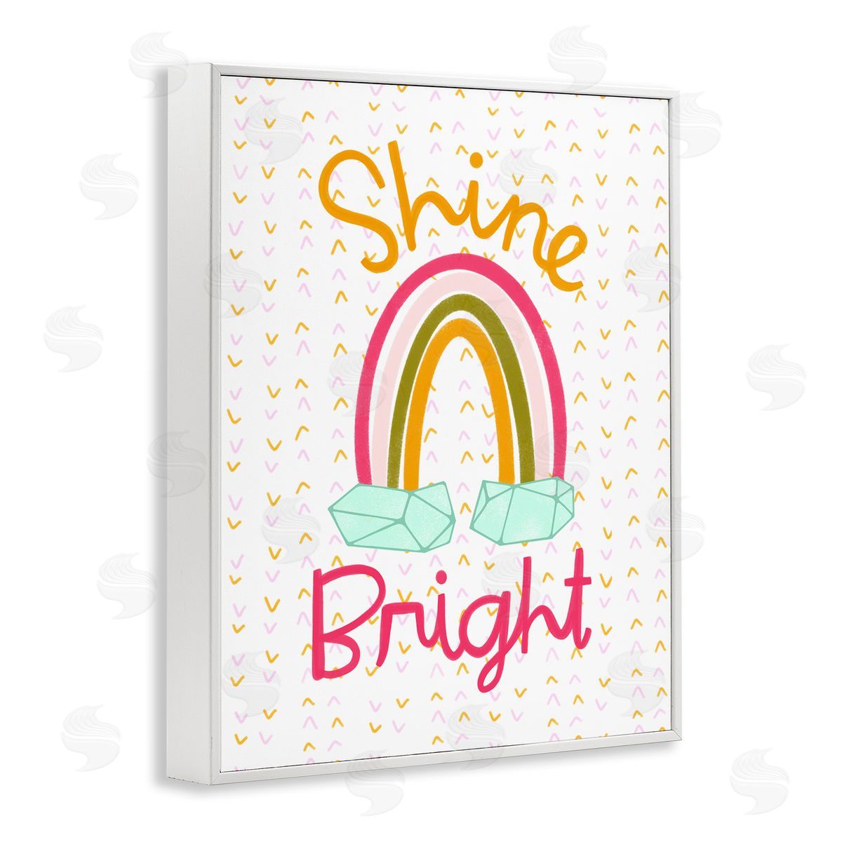 Shine Bright Geometric Rainbow White Frame Print Wall Art, Home Decor by Mandy Ford Art + Illustration