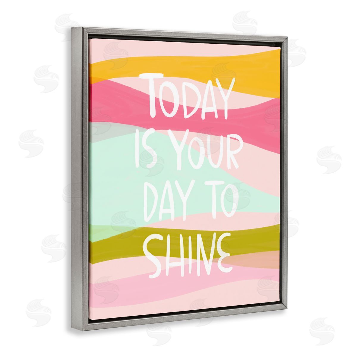 Pastel Day To Shine Grey Floating Frame Canvas Wall Art, Home Decor by Mandy Ford Art + Illustration