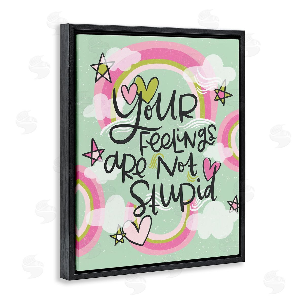 Your Feelings Are Not Stupid Black Floating Frame Canvas Wall Art, Home Decor by Mandy Ford Art + Illustration