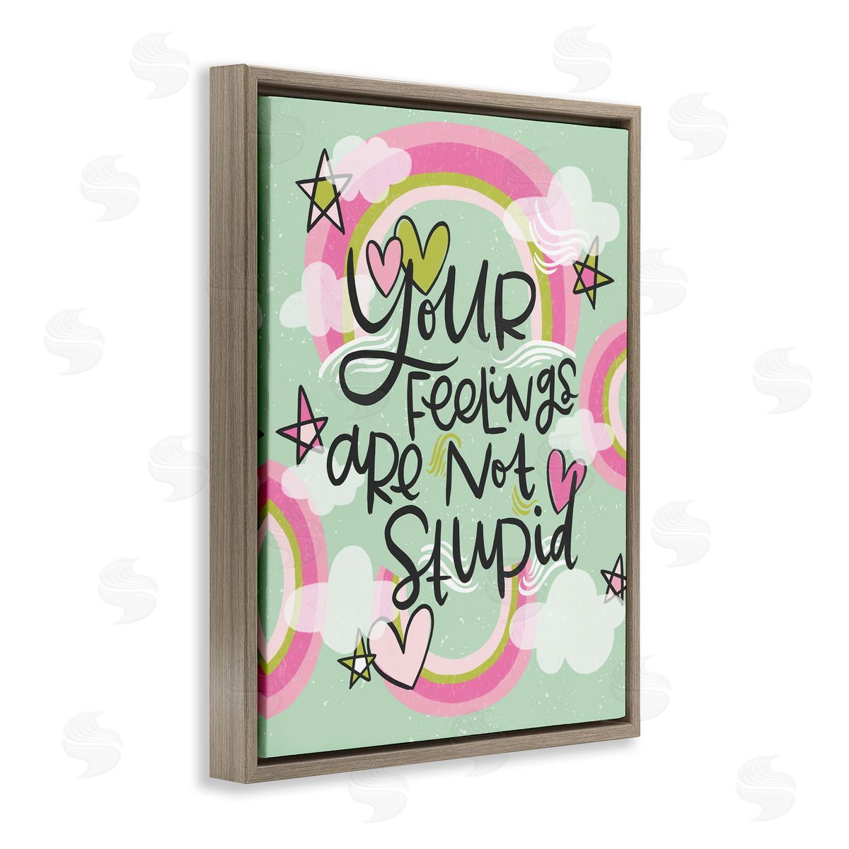 Your Feelings Are Not Stupid Brown Floating Frame Canvas Wall Art, Home Decor by Mandy Ford Art + Illustration
