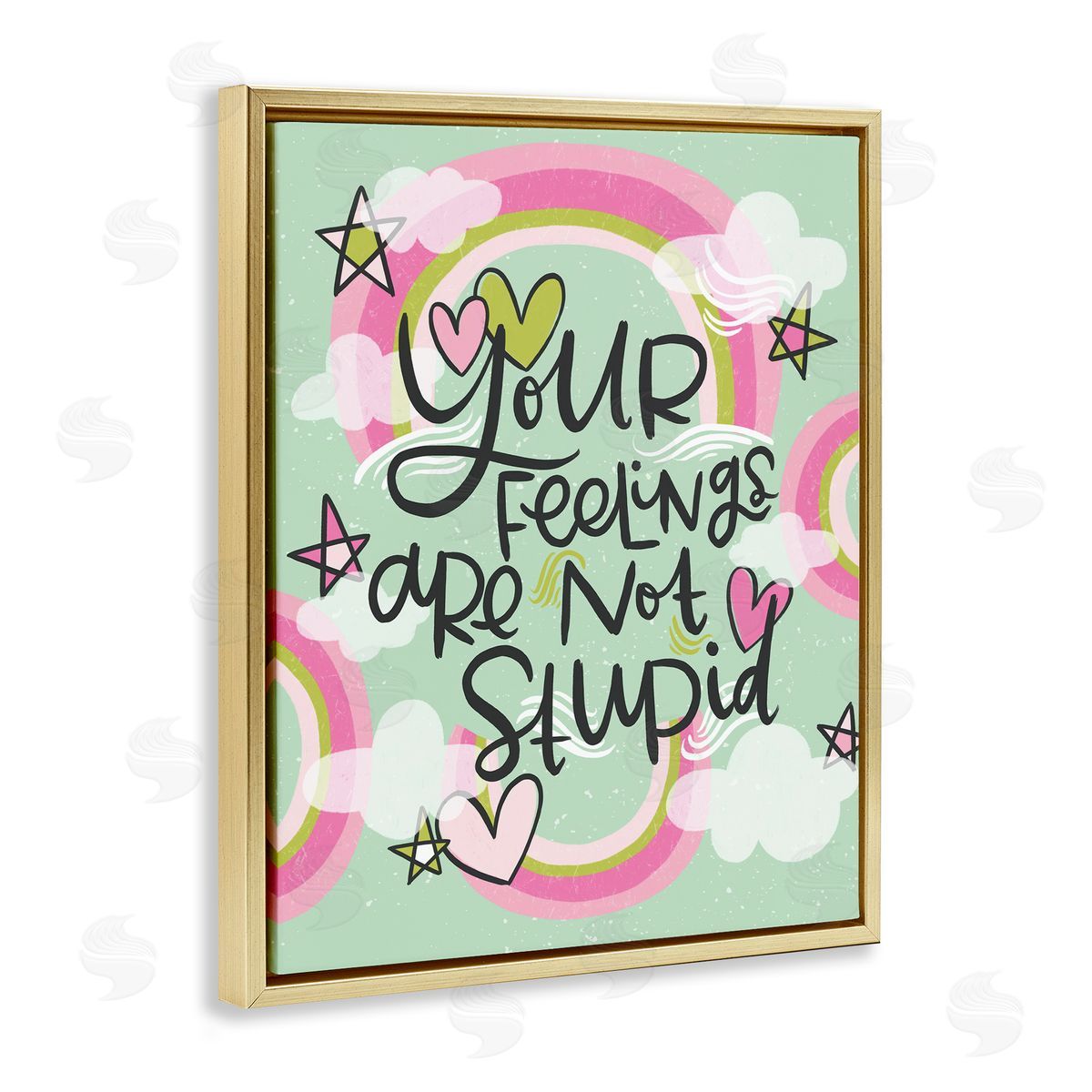 Your Feelings Are Not Stupid Gold Floating Frame Canvas Wall Art, Home Decor by Mandy Ford Art + Illustration