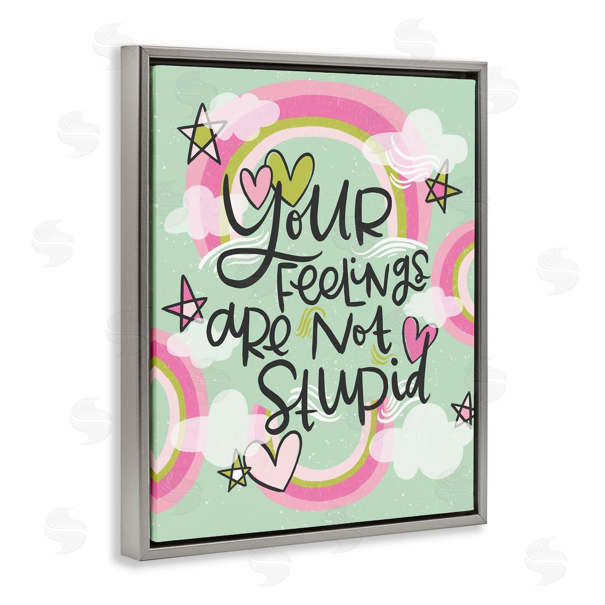 Your Feelings Are Not Stupid Grey Floating Frame Canvas Wall Art, Home Decor by Mandy Ford Art + Illustration