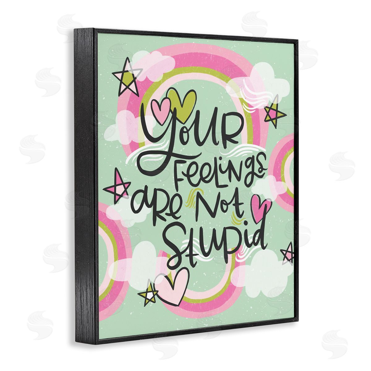 Your Feelings Are Not Stupid Black Frame Print Wall Art, Home Decor by Mandy Ford Art + Illustration