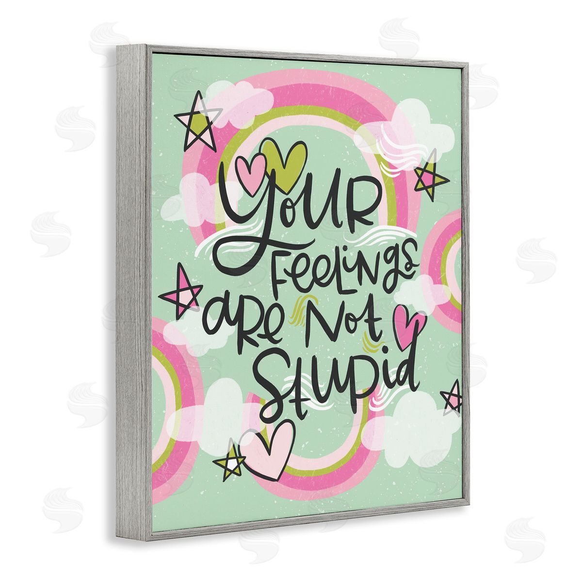 Your Feelings Are Not Stupid Grey Frame Print Wall Art, Home Decor by Mandy Ford Art + Illustration
