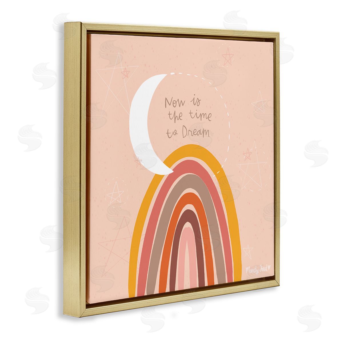 Now Is The Time To Dream Gold Floating Frame Canvas Wall Art, Home Decor by Mandy Ford Art + Illustration