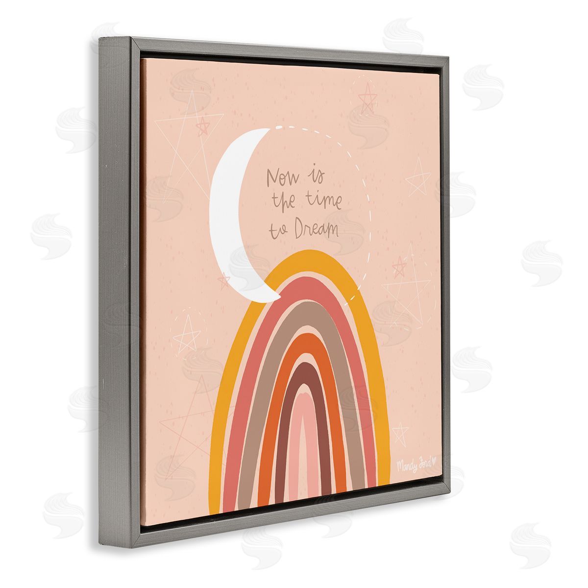 Now Is The Time To Dream Grey Floating Frame Canvas Wall Art, Home Decor by Mandy Ford Art + Illustration