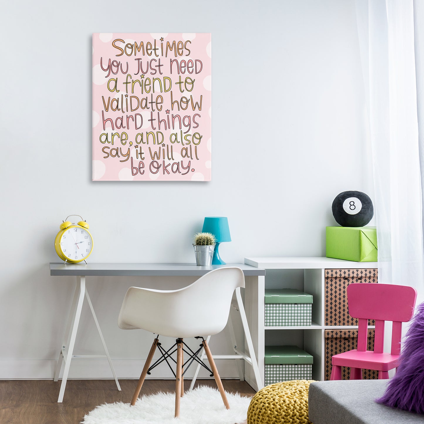 Comforting Friendship Quote Canvas Wall Art in Room, Home Decor by Mandy Ford Art + Illustration
