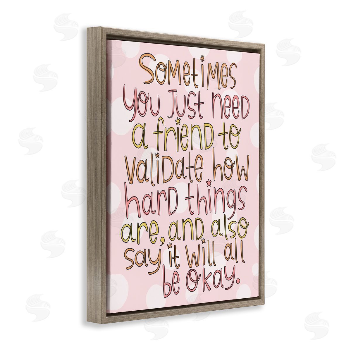 Comforting Friendship Quote Brown Floating Frame Canvas Wall Art, Home Decor by Mandy Ford Art + Illustration