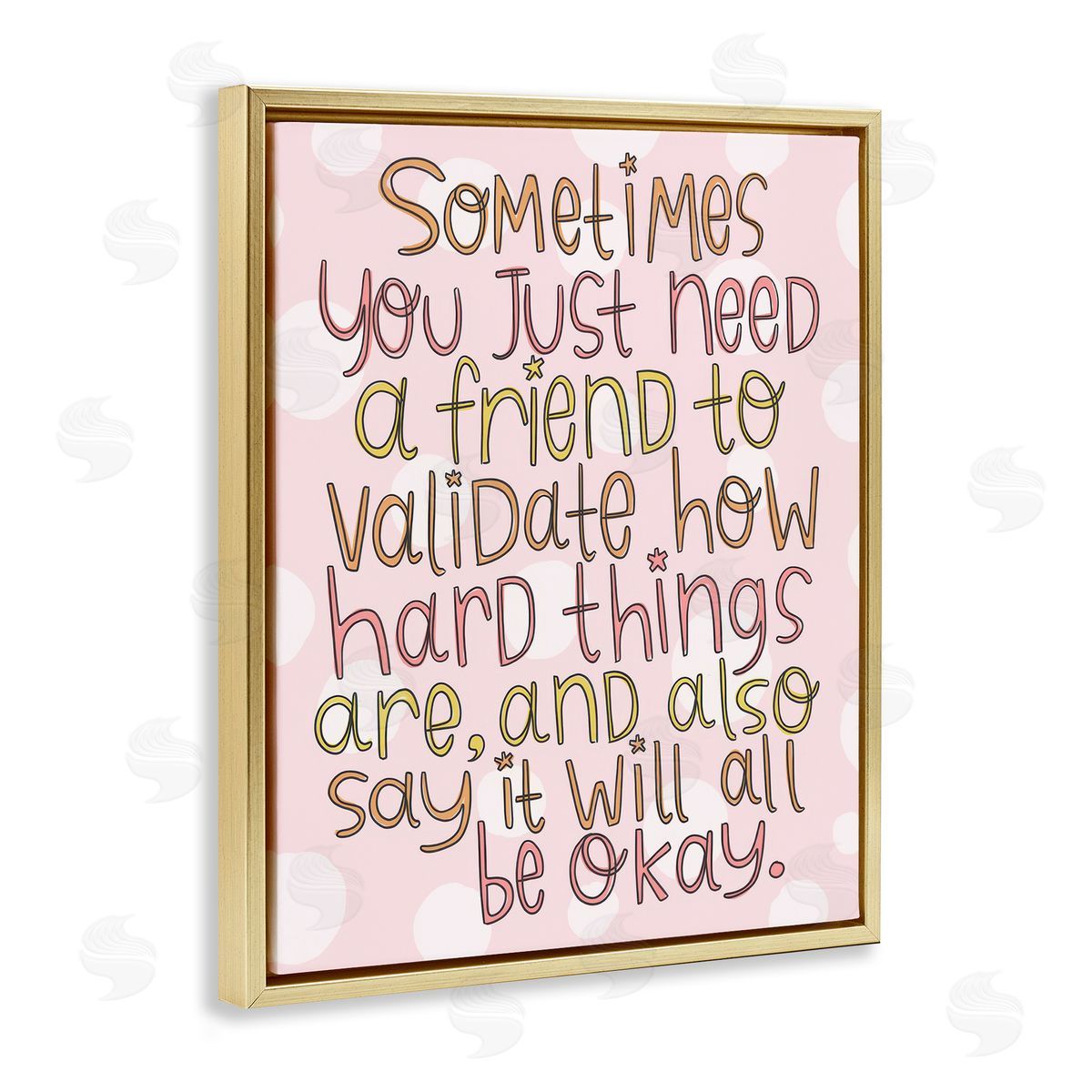 Comforting Friendship Quote Gold Floating Frame Canvas Wall Art, Home Decor by Mandy Ford Art + Illustration