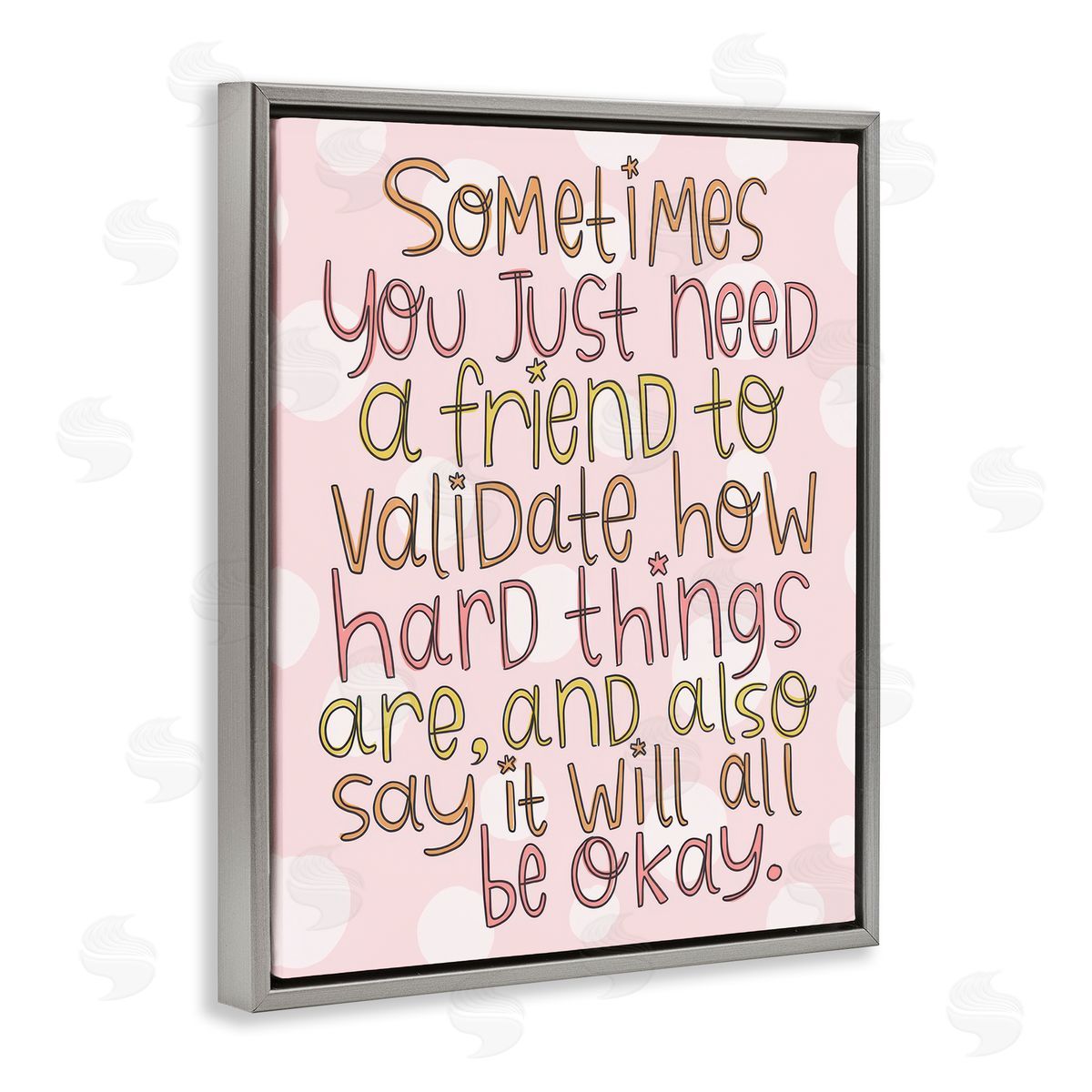 Comforting Friendship Quote Grey Floating Frame Canvas Wall Art, Home Decor by Mandy Ford Art + Illustration