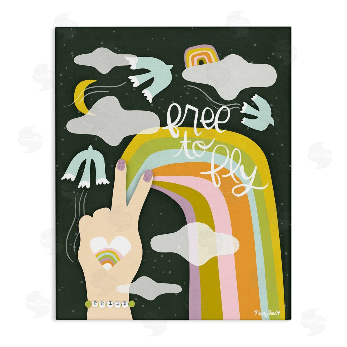 Boho Free To Fly Canvas Wall Art, Home Decor by Mandy Ford Art + Illustration