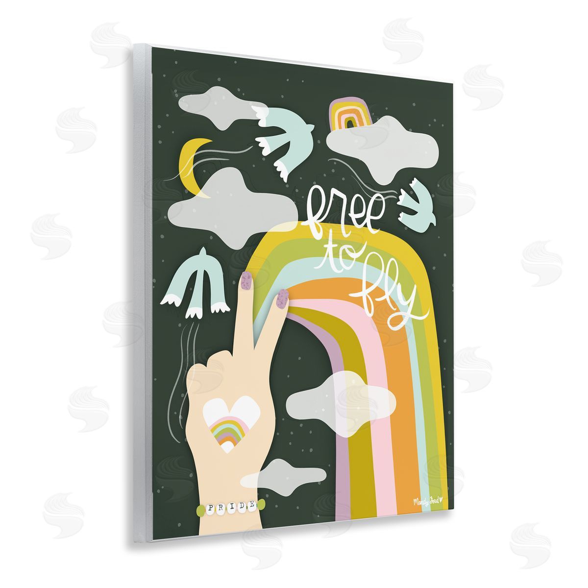 Boho Free To Fly Wood Plaque Wall Art, Home Decor by Mandy Ford Art + Illustration