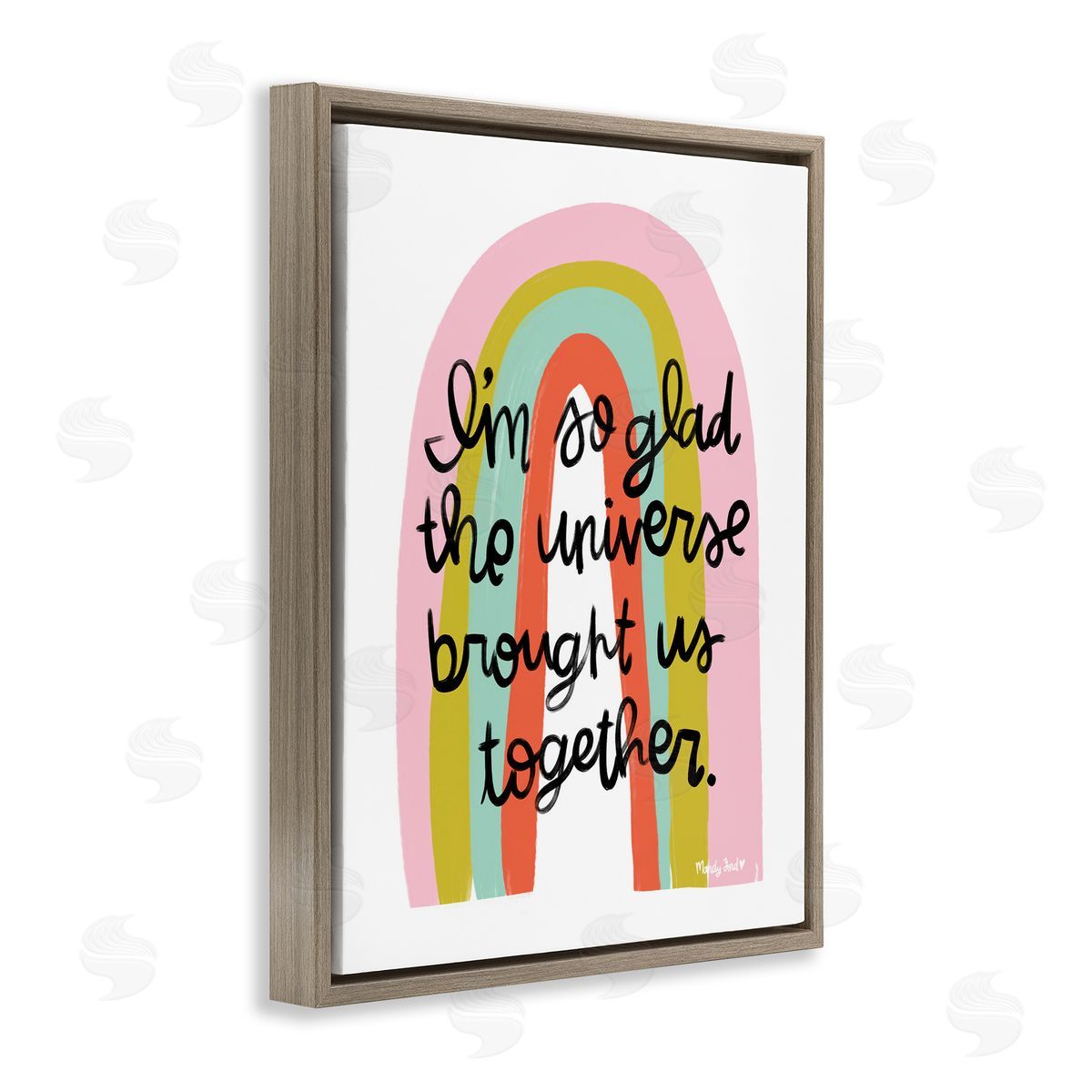 Universe Brought Us Together Brown Floating Frame Canvas Wall Art, Home Decor by Mandy Ford Art + Illustration