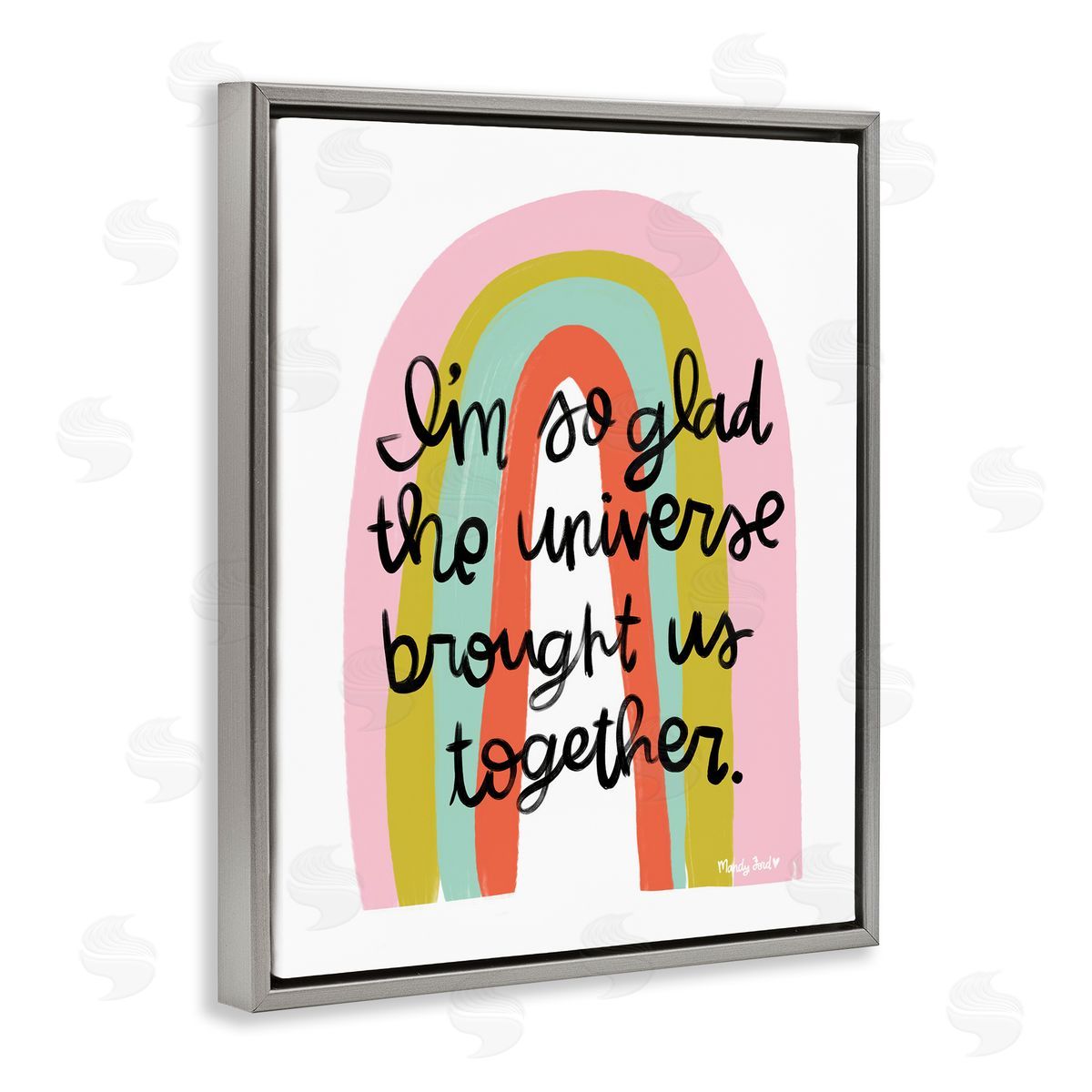 Universe Brought Us Together Grey Floating Frame Canvas Wall Art, Home Decor by Mandy Ford Art + Illustration