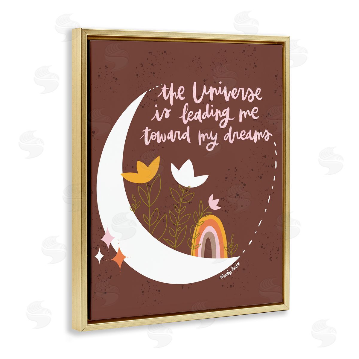 Leading Me To My Dreams Gold Floating Frame Canvas Wall Art, Home Decor by Mandy Ford Art + Illustration