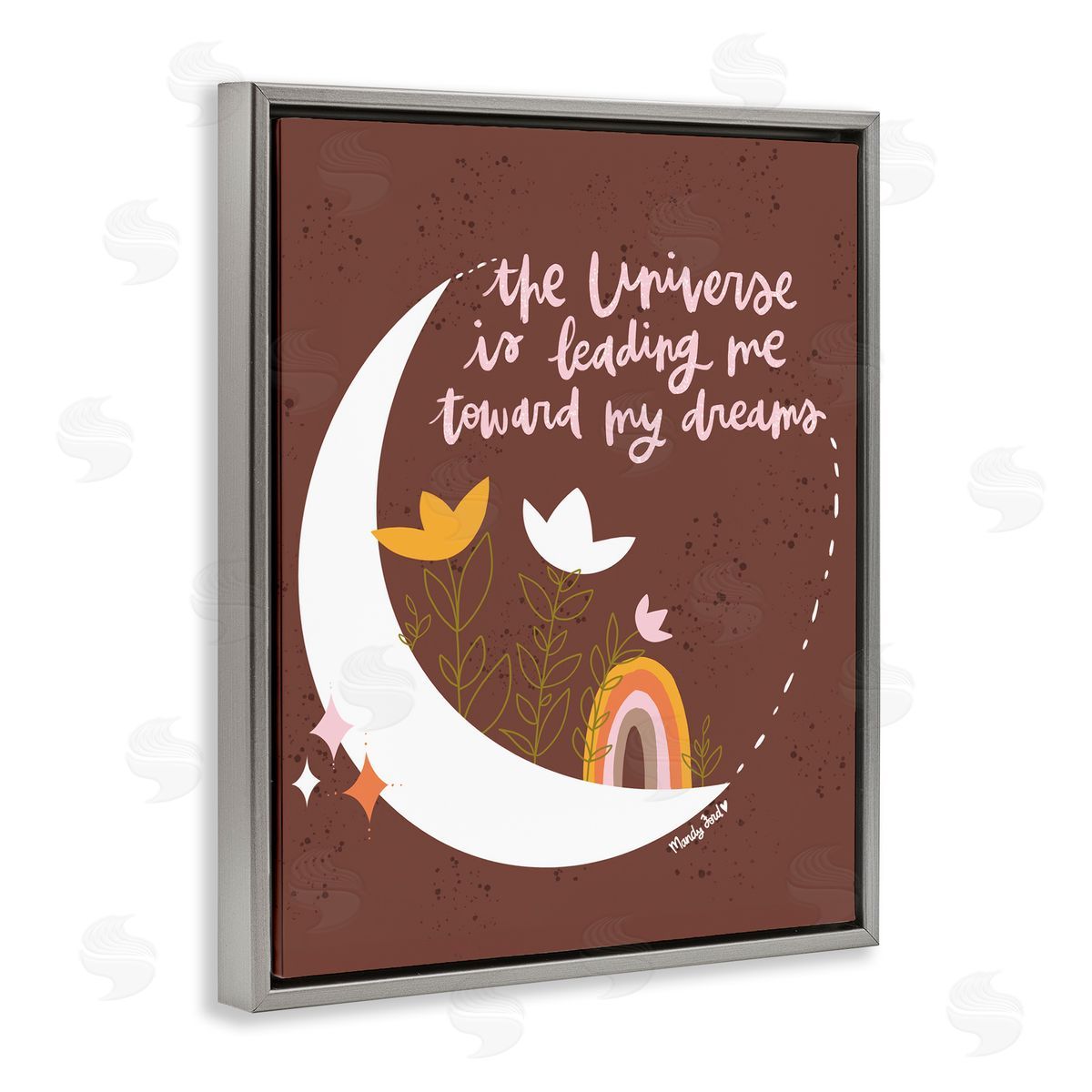 Leading Me To My Dreams Grey Floating Frame Canvas Wall Art, Home Decor by Mandy Ford Art + Illustration