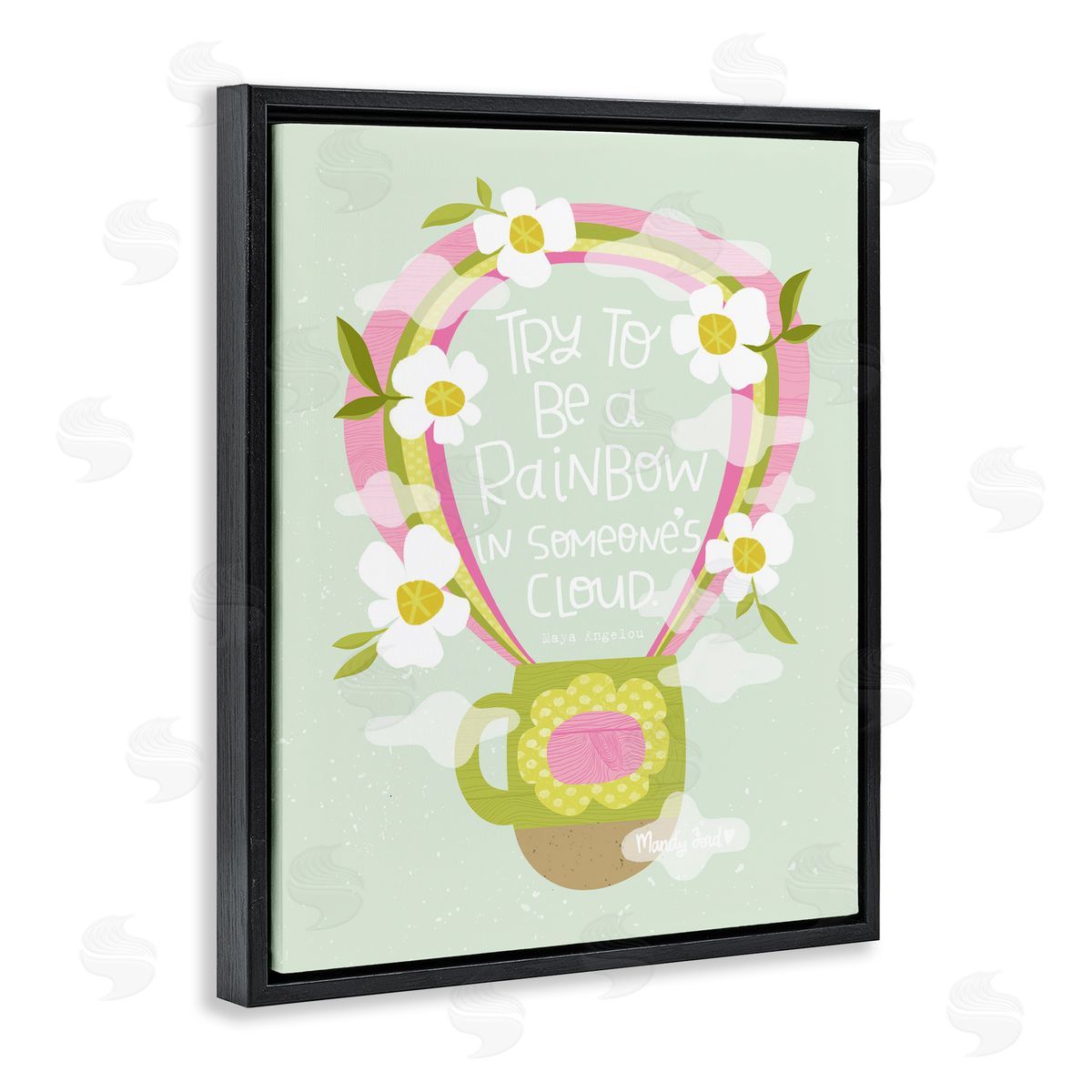 Rainbow in Someone's Cloud Black Floating Frame Canvas Wall Art, Home Decor by Mandy Ford Art + Illustration