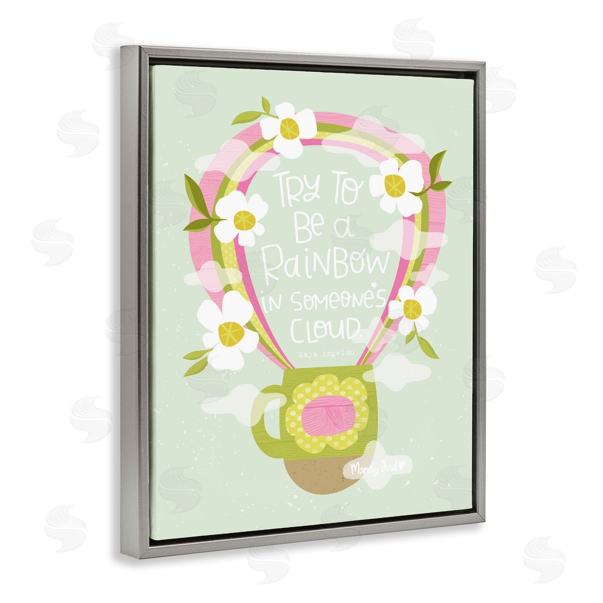 Rainbow in Someone's Cloud Grey Floating Frame Canvas Wall Art, Home Decor by Mandy Ford Art + Illustration