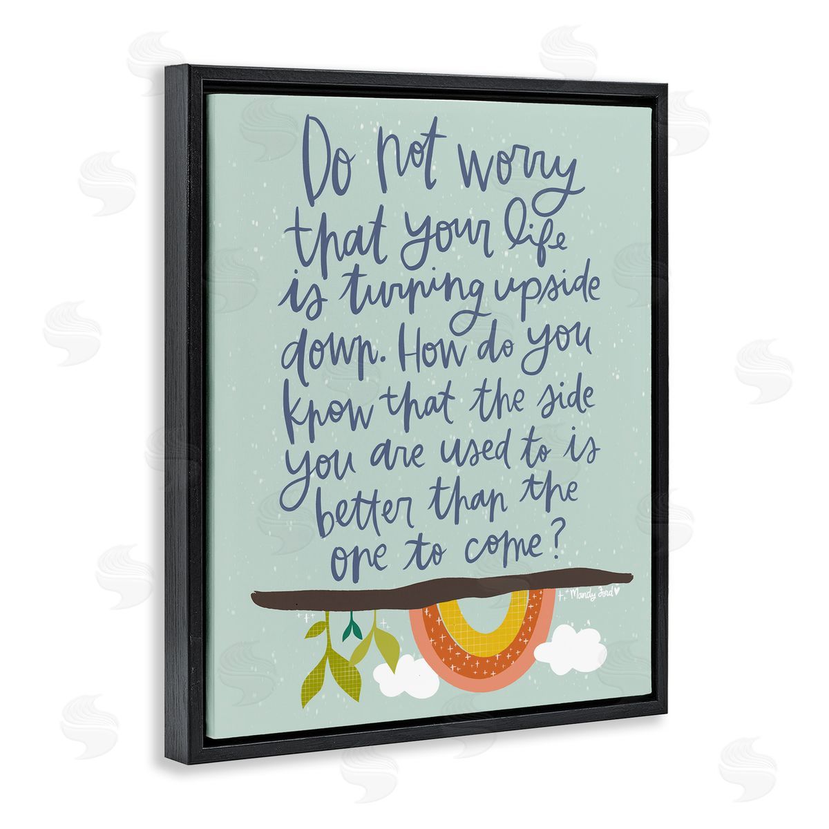 Hopeful Encouraging Phrase Black Floating Frame Canvas Wall Art, Home Decor by Mandy Ford Art + Illustration