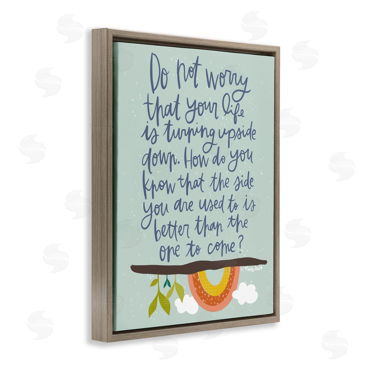 Hopeful Encouraging Phrase Brown Floating Frame Canvas Wall Art, Home Decor by Mandy Ford Art + Illustration