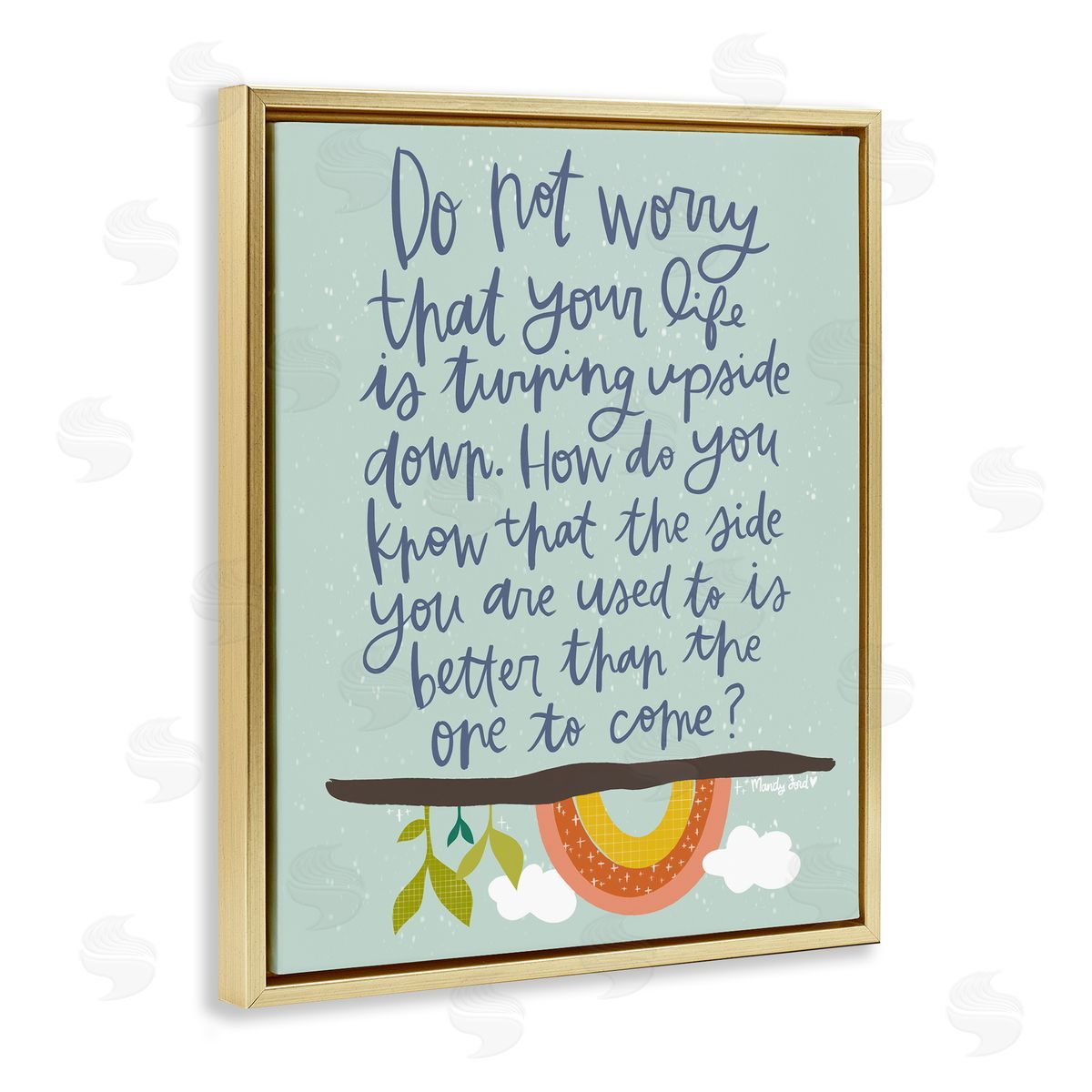 Hopeful Encouraging Phrase Gold Floating Frame Canvas Wall Art, Home Decor by Mandy Ford Art + Illustration