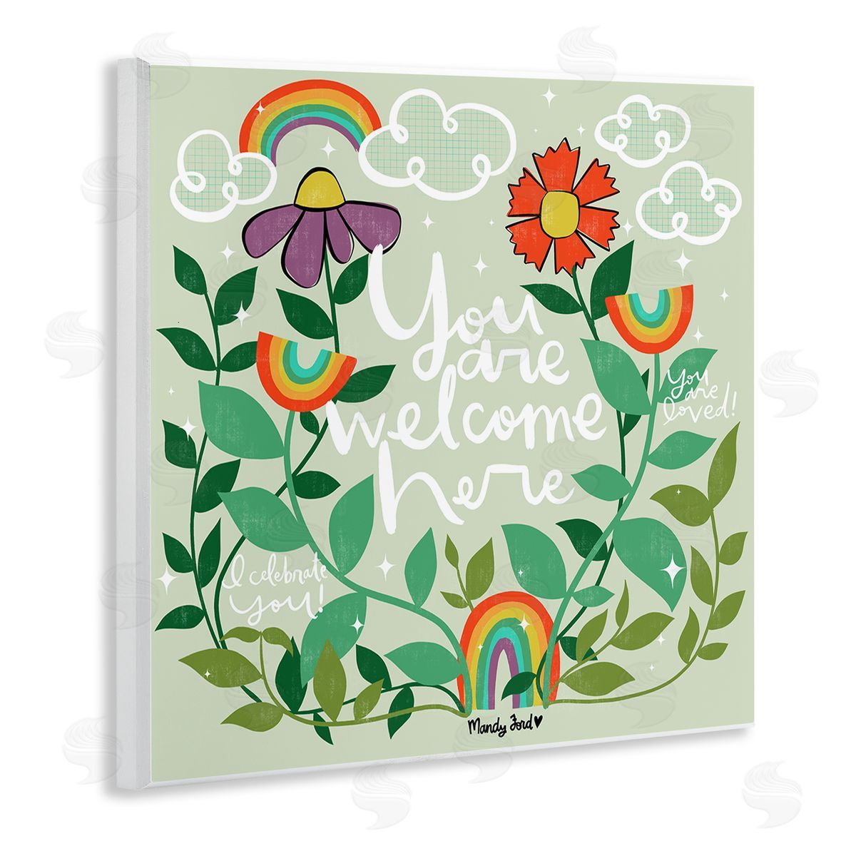 Comforting Welcome Here Phrases Wood Plaque Wall Art, Home Decor by Mandy Ford Art + Illustration