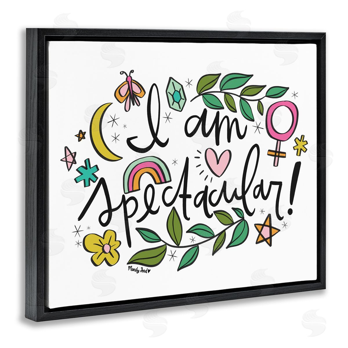 Motivational I Am Spectacular Black Floating Frame Canvas Wall Art, Home Decor by Mandy Ford Art + Illustration