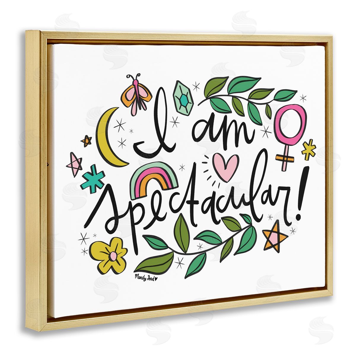 Motivational I Am Spectacular Gold Floating Frame Canvas Wall Art, Home Decor by Mandy Ford Art + Illustration