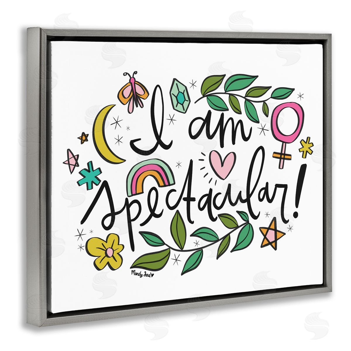 Motivational I Am Spectacular Grey Floating Frame Canvas Wall Art, Home Decor by Mandy Ford Art + Illustration